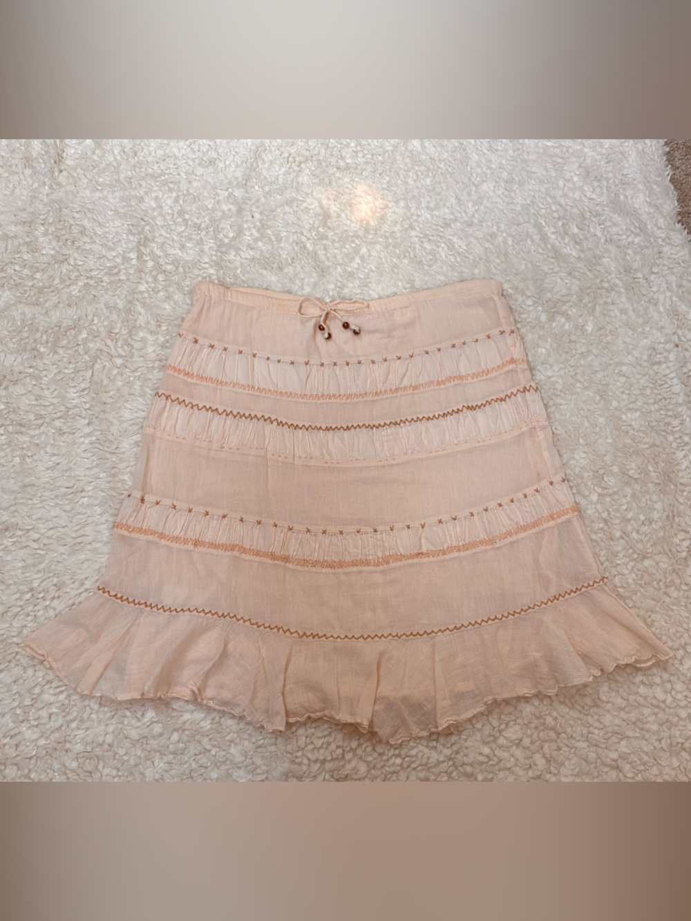 BCBGirls Cream Tiered Ruffle Mini Skirt